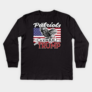 Copy of Patriots Stand WithTrump Eagle USA Flag Patriot Design Kids Long Sleeve T-Shirt